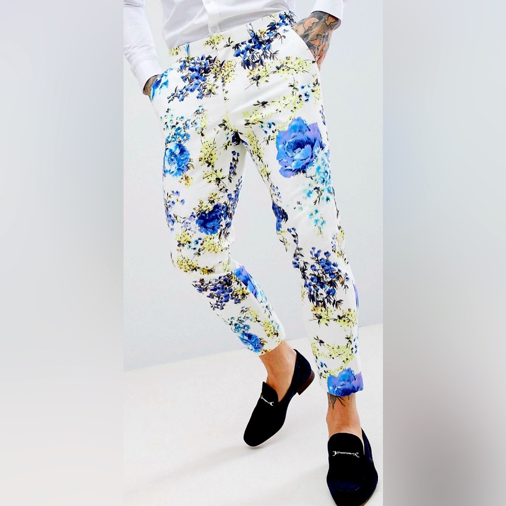 Men Floral Crop Pants